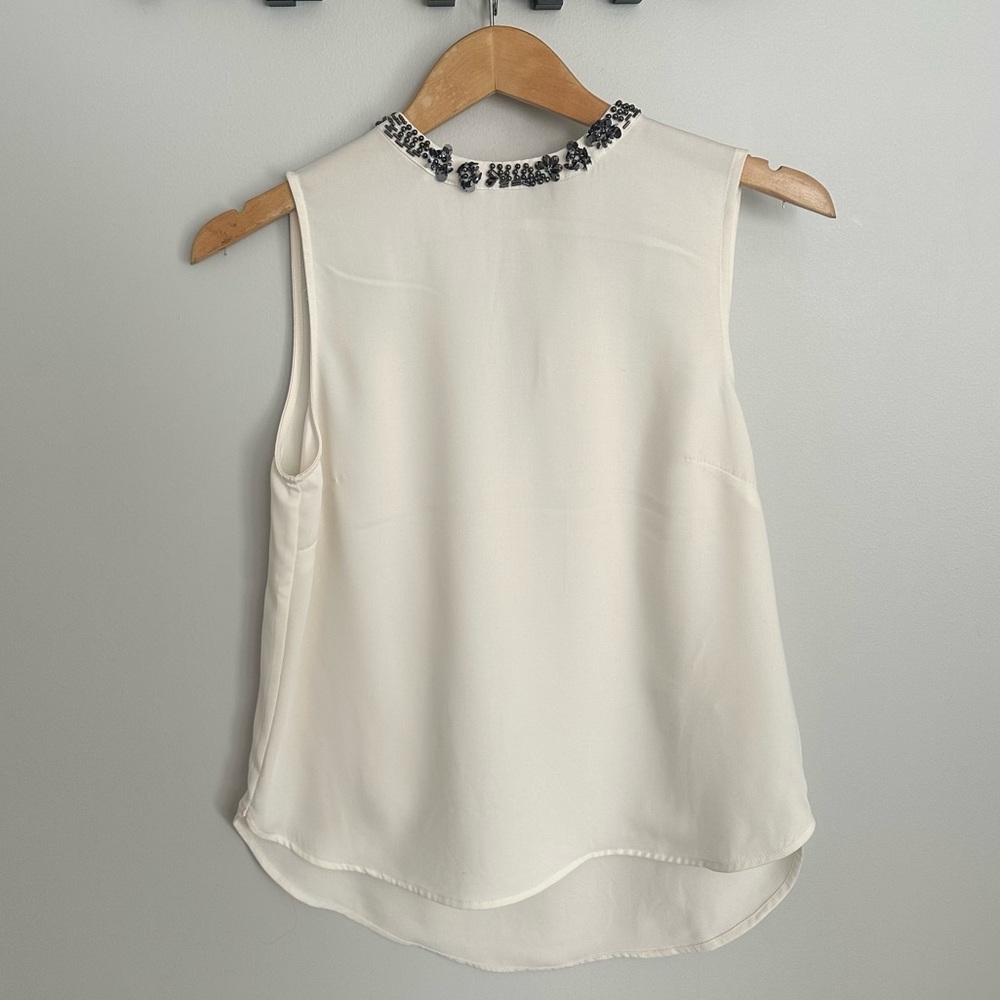H&M Cream Sleeveless Top with Decorative Neckline